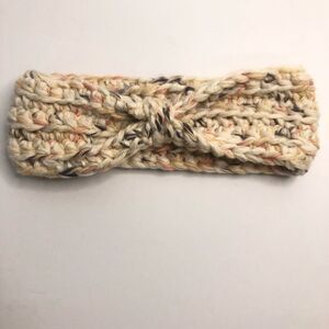 crochet twist chunky baby headband cotton cream blue and pink